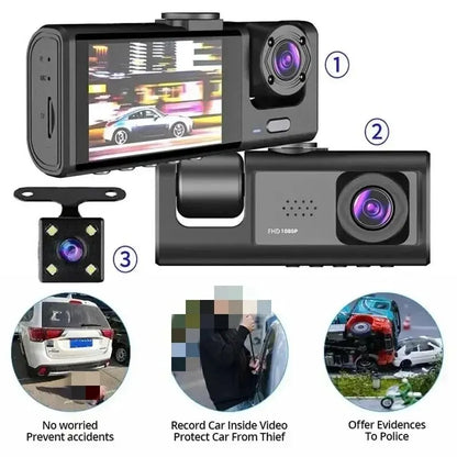 1080P Three-Channel Dash Cam