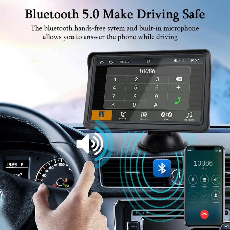 7inch Portable CarPlay Android Auto Car Radio Multimedia Video Player